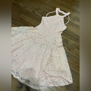 Lace pink dress.